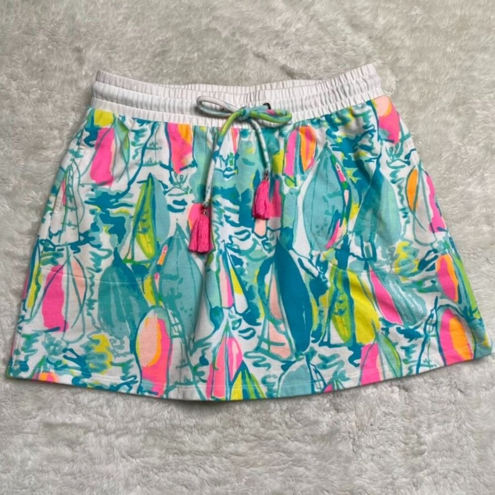 Lilly Pulitzer Women's Zia Skirt in Beach and Bae Sailboats Print Size XS